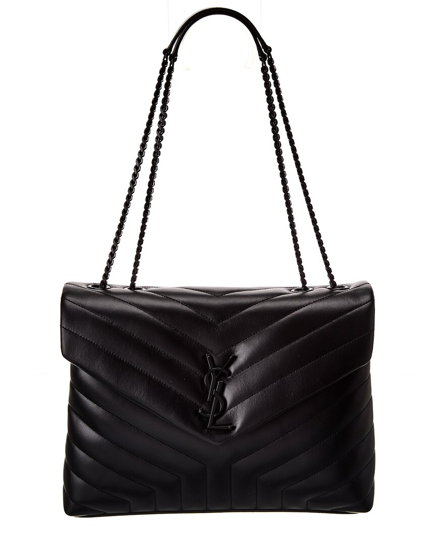 Saint Laurent Loulou Medium Quilted Leather Shoulder Bag In Black