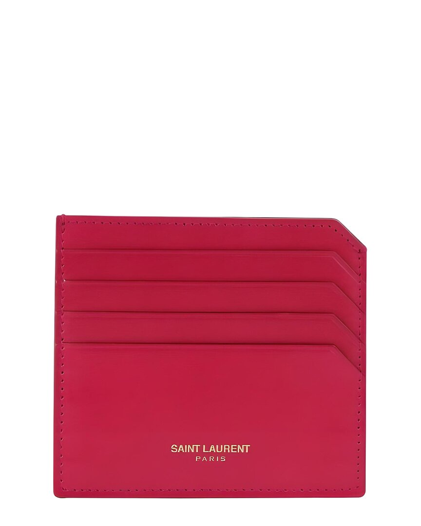 Saint Laurent Leather Card Holder In Pink