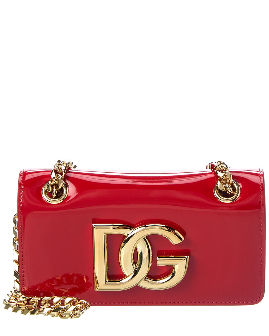 Dolce & Gabbana 3.5 Dg Logo Patent Leather Shoulder Bag In Red