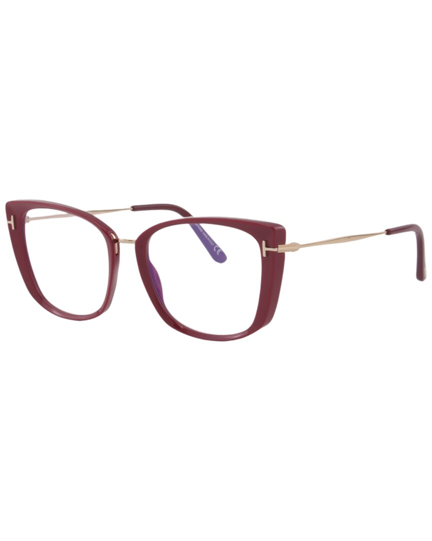 Tom Ford Women's Blue Block 53mm Optical Frames In Burgundy