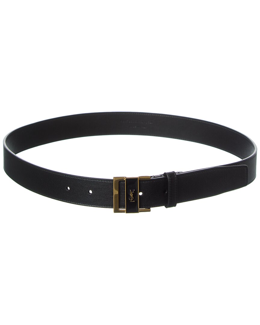 Saint Laurent Gio Leather Belt In Black