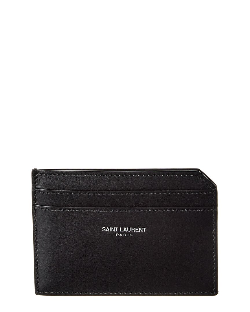 Saint Laurent Paris Open Leather Card Case In Black