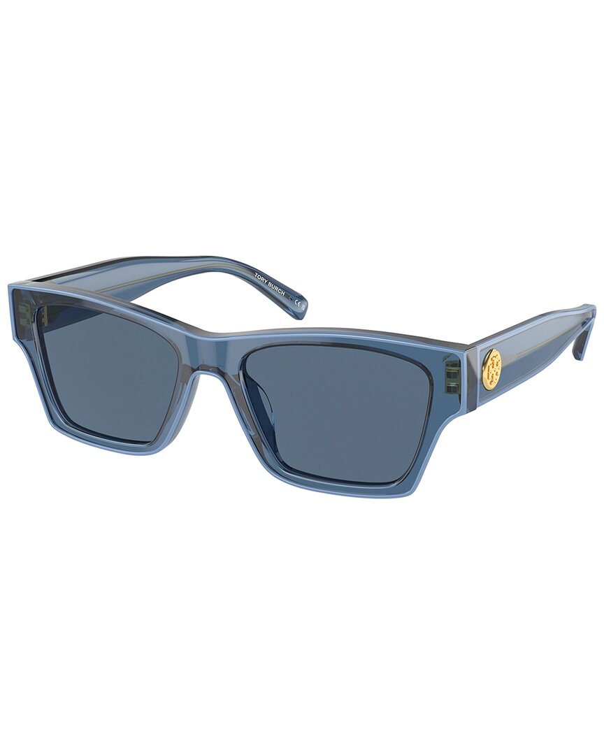 Tory Burch 53mm Rectangular Sunglasses In Blue