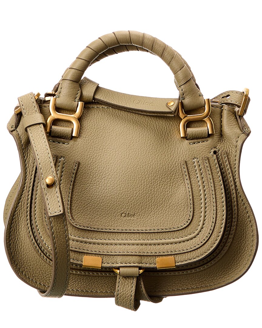 Chloé Marcie Mini Double Carry Leather Shoulder Bag In Brown