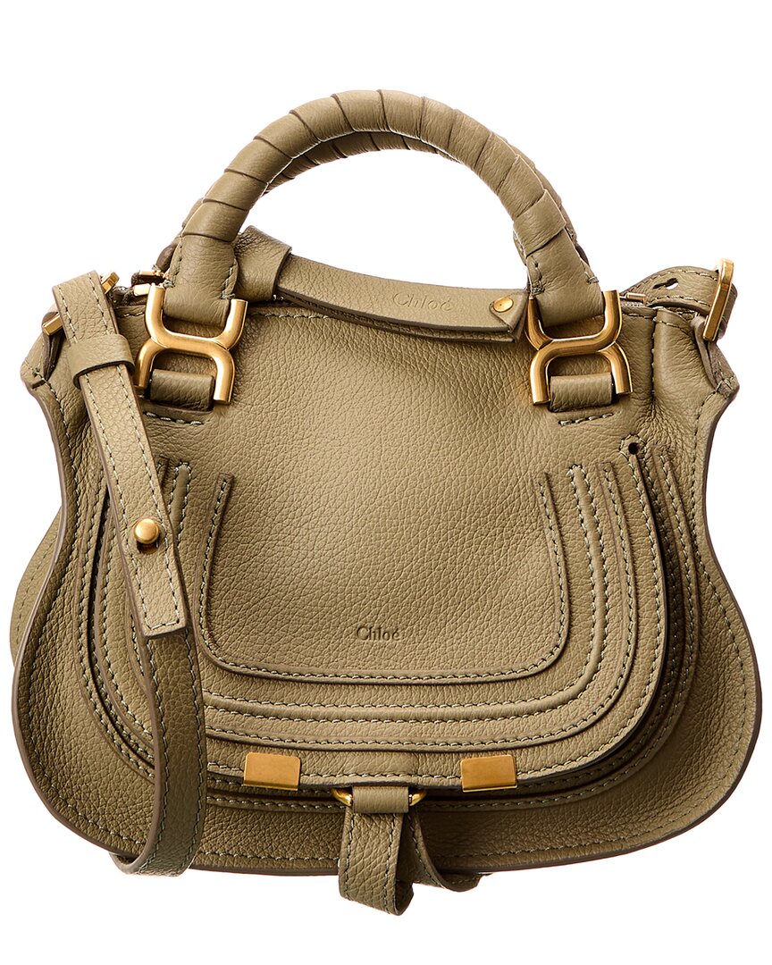 Chloé Marcie Mini Double Carry Leather Satchel In Green