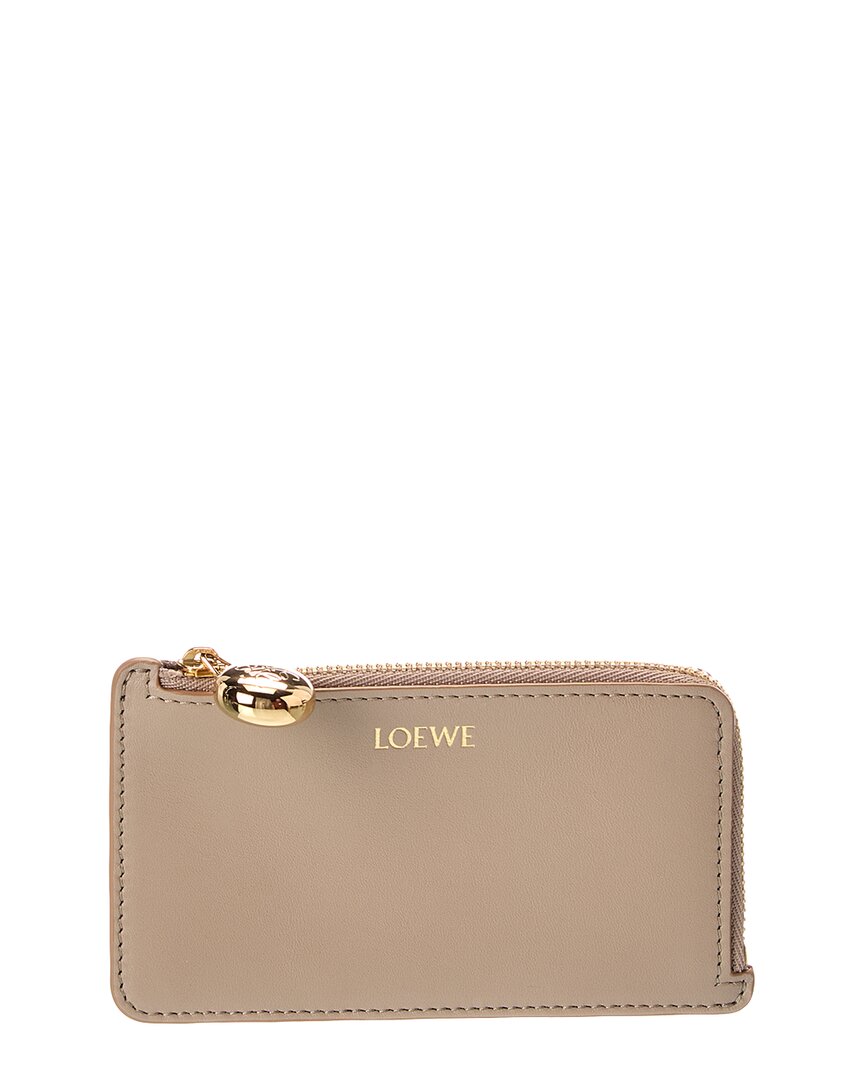Loewe Pebble Coin Leather Card Holder In Beige