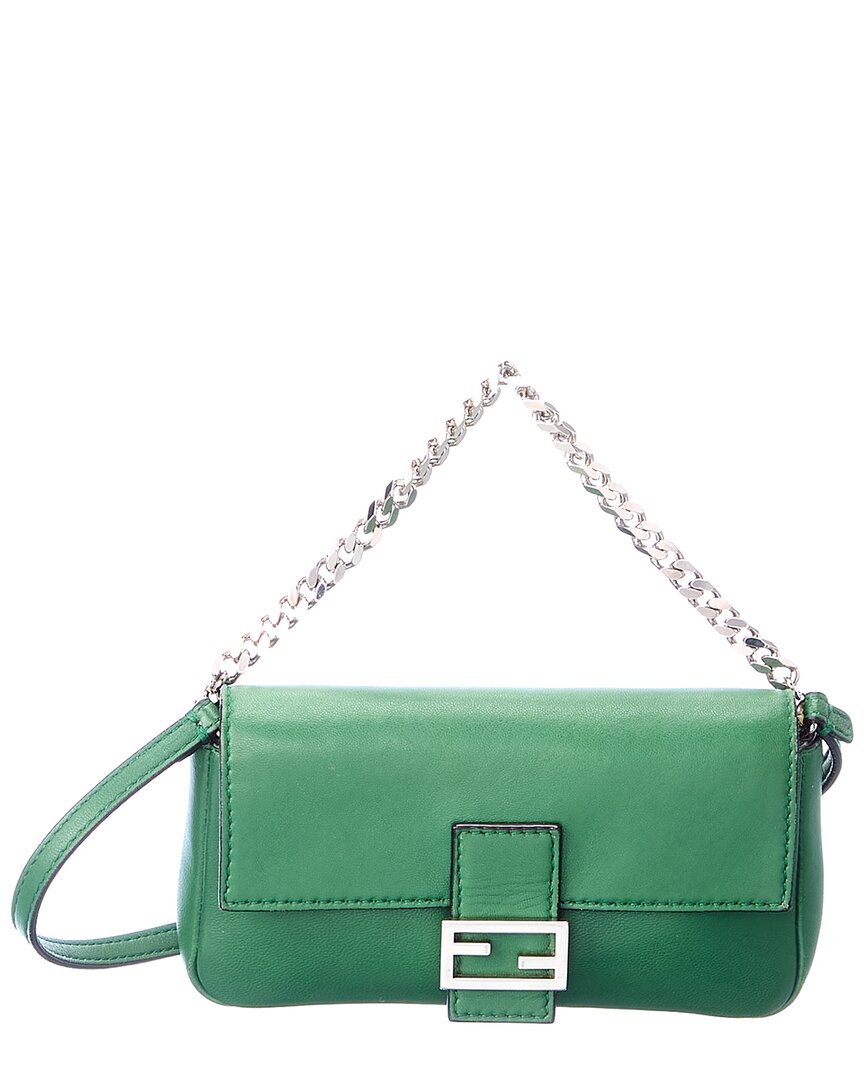 FENDI VERDE vitello cuoio Micro BAGUETTE (Autentico Pre-Owned) WOMEN'S |  eBay