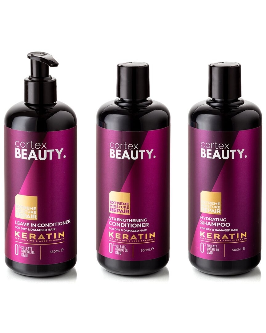 Cortex Beauty Cortex Unisex Keratin Hydrating Shampoo, Strengthening Conditioner & Leave-in Conditioner Set