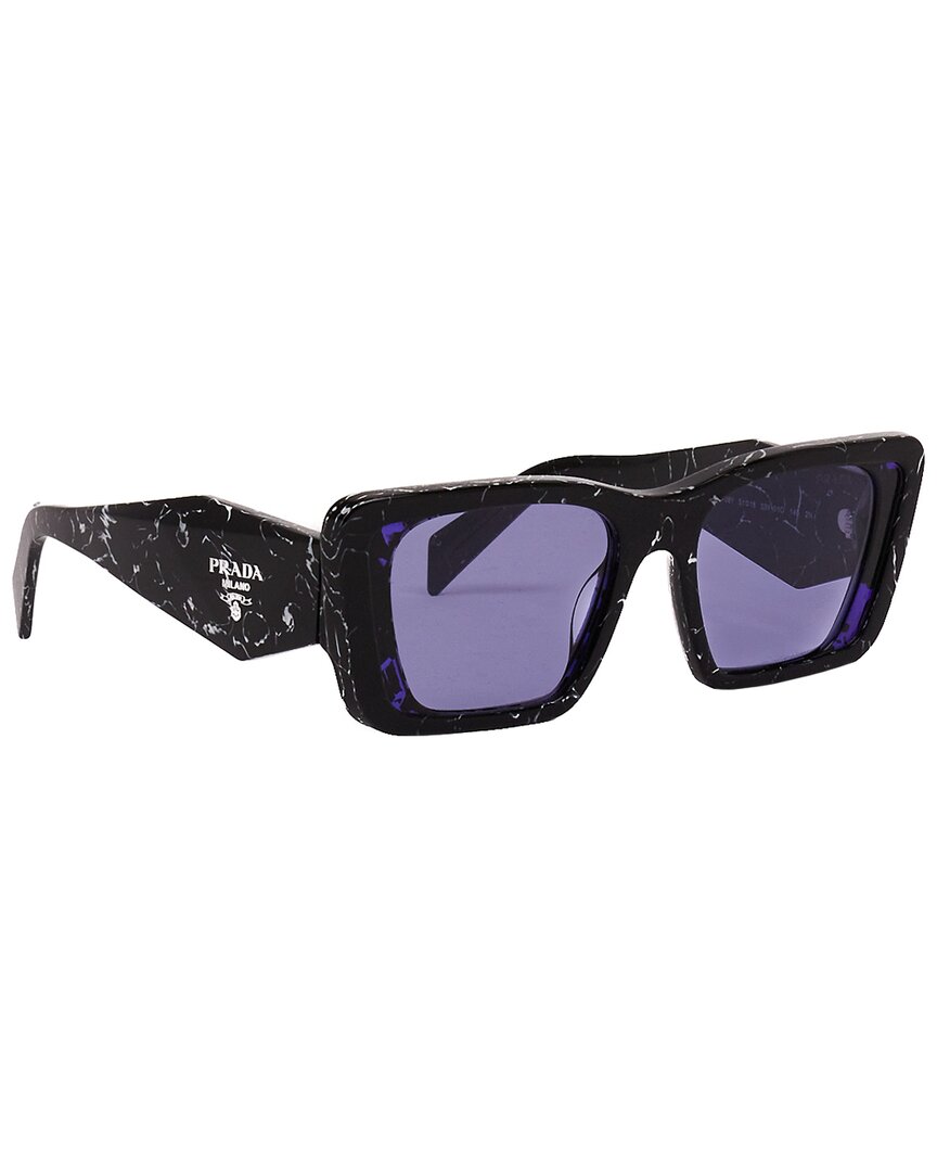 Prada Marble-effect Rectangle Frame Sunglasses In Brown