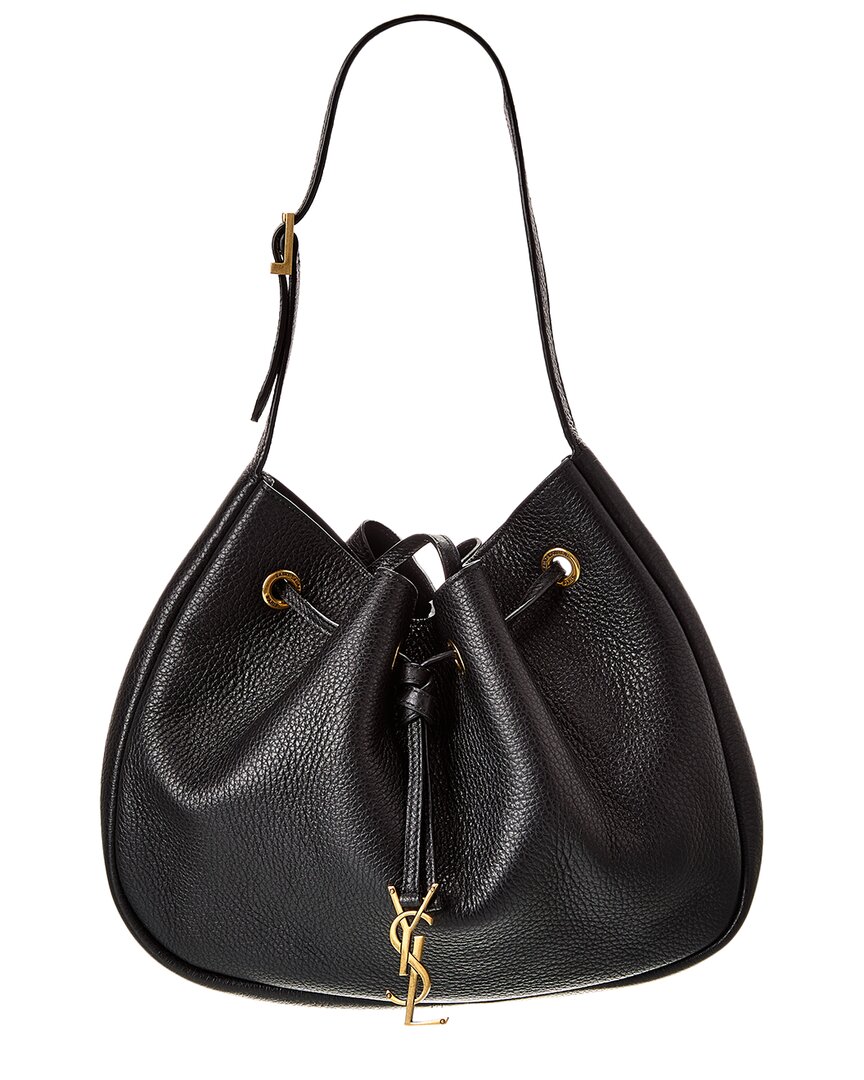 Saint Laurent Paris Vii Small Leather Hobo Bag In Black