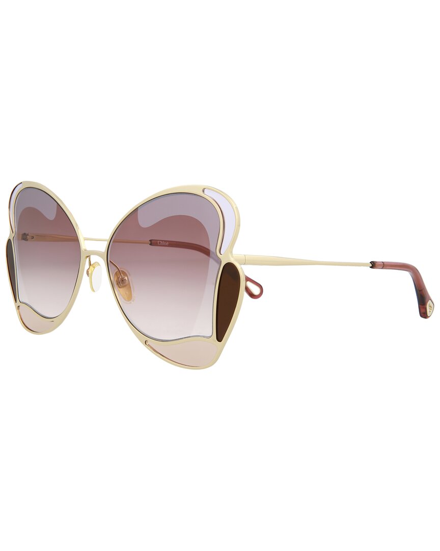 Chloé 60mm Butterfly Sunglasses In Gold Gold Pink | ModeSens display picture 3