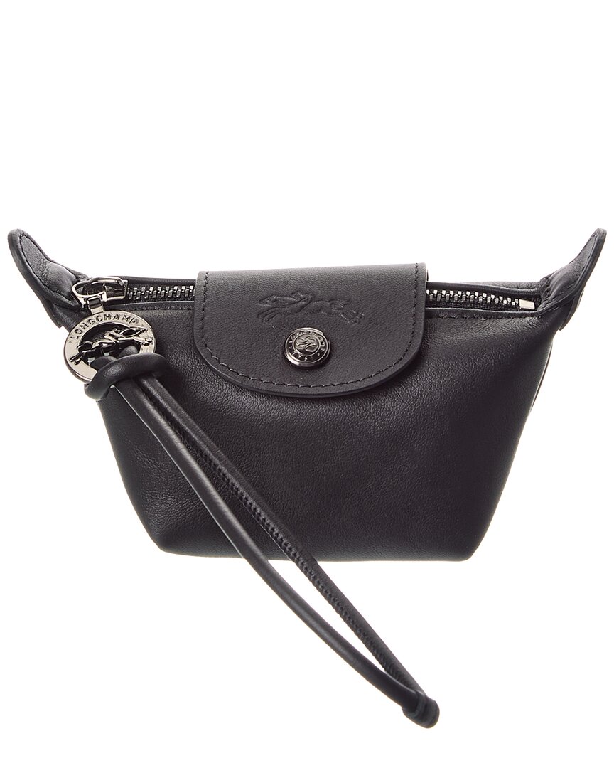 Longchamp Le Pliage Leather Pochette In Black