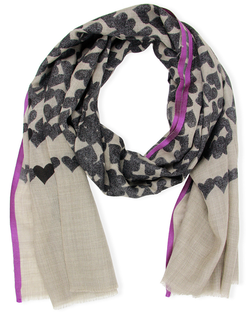 Saachi Heart Wool & Silk-blend Scarf In Gray