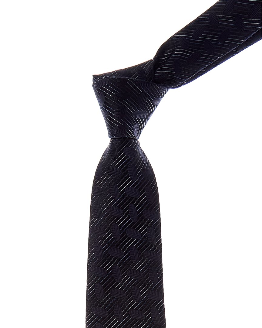 Canali Navy Silk Tie In Blue