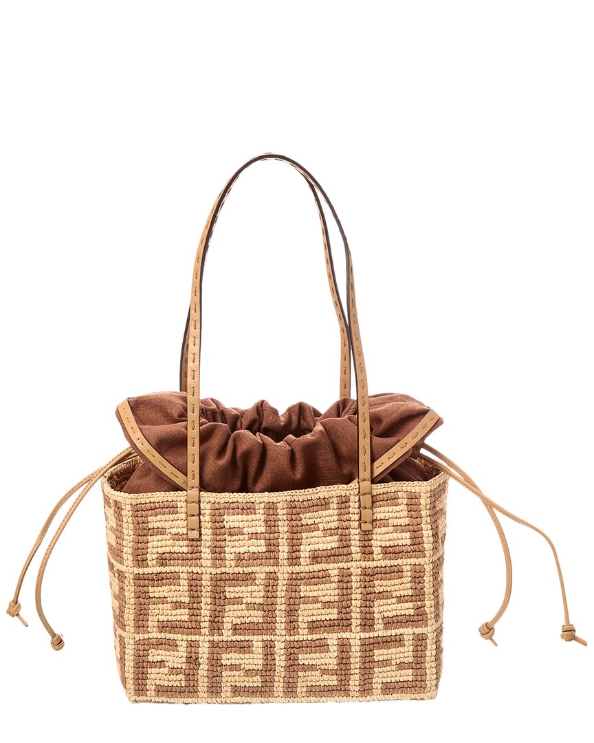 Fendi Roll Mini Ff Raffia Tote