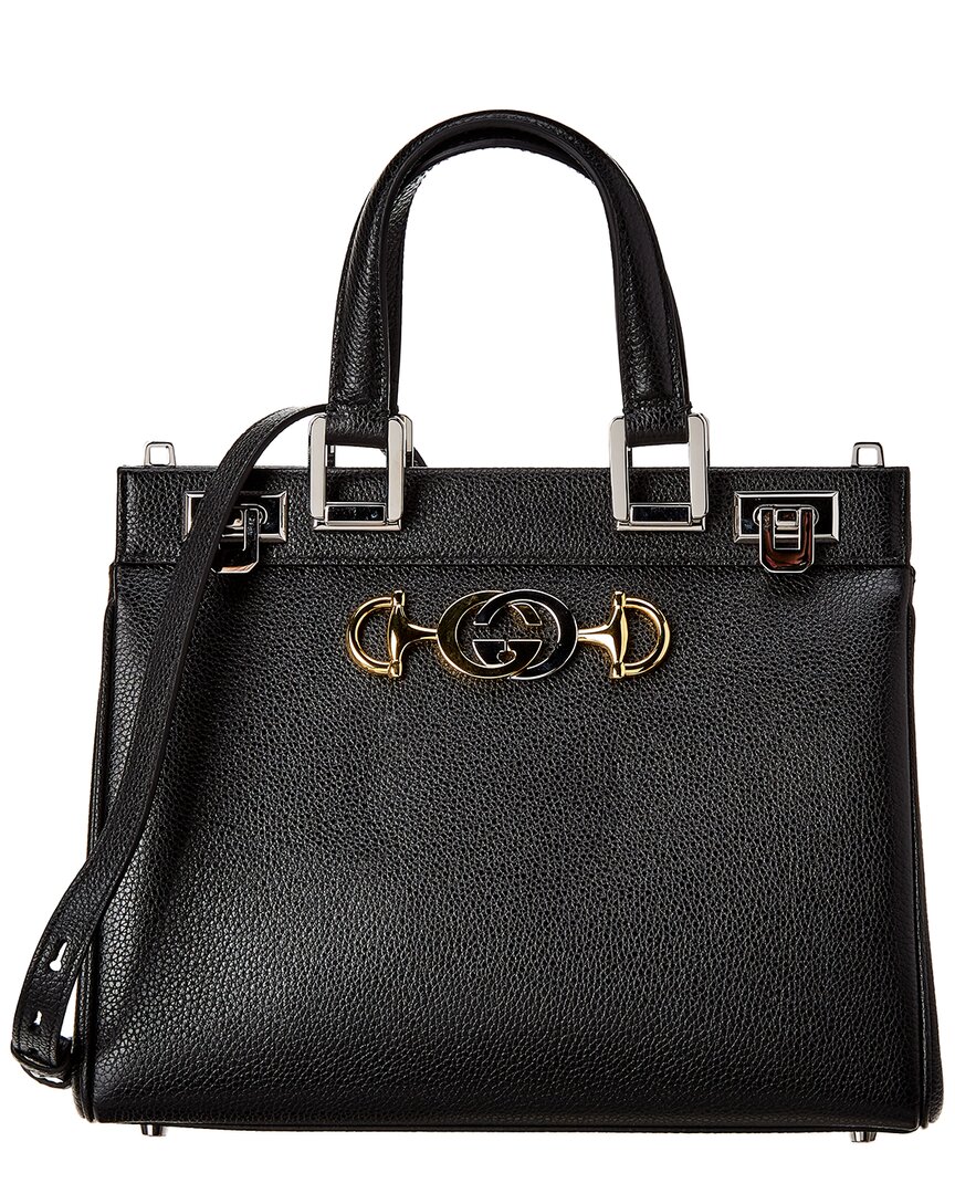 Shop Gucci Zumi Small Leather Top Handle Shoulder Bag In Black