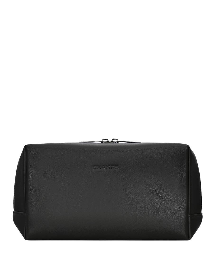 Champs Onyx Leather Toiletry Bag In Black