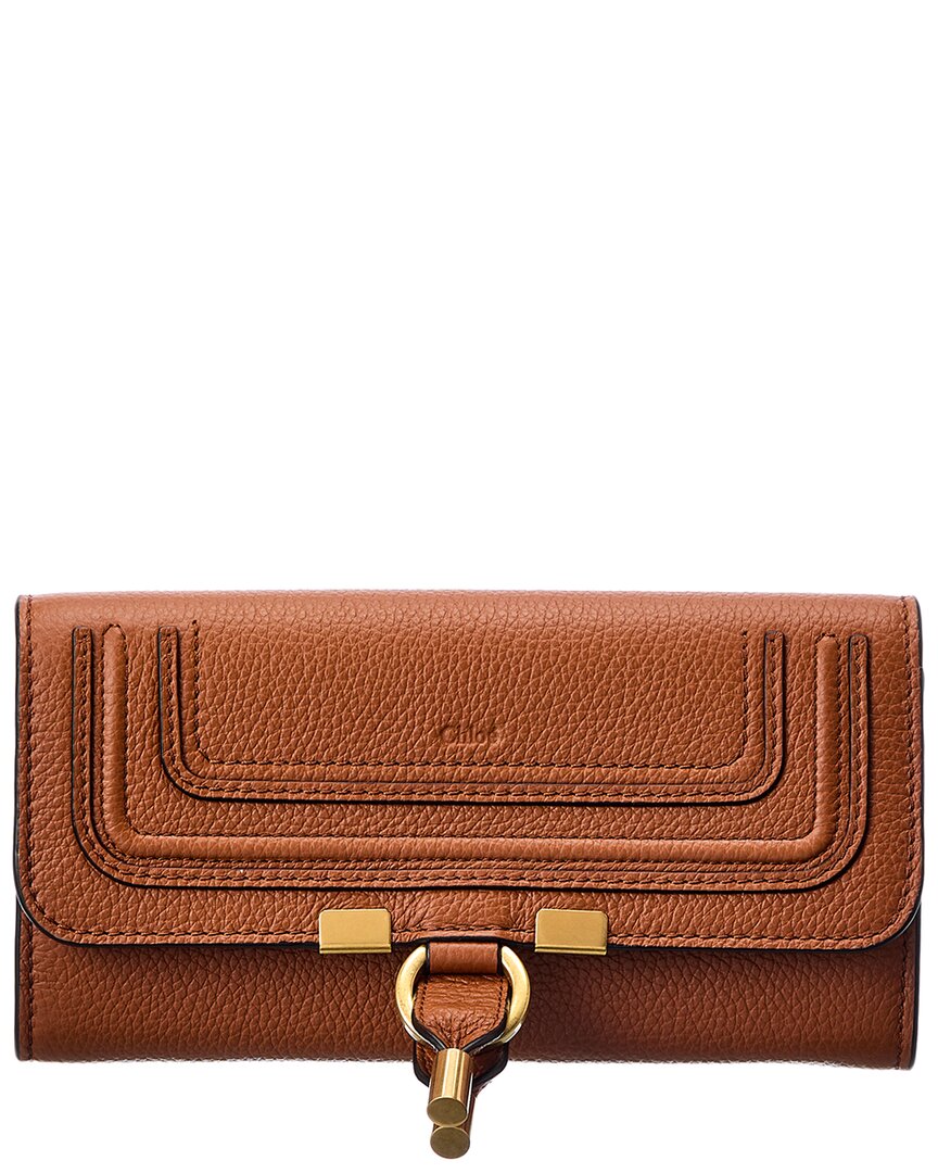 Shop Chloé Marcie Long Leather Wallet In Brown