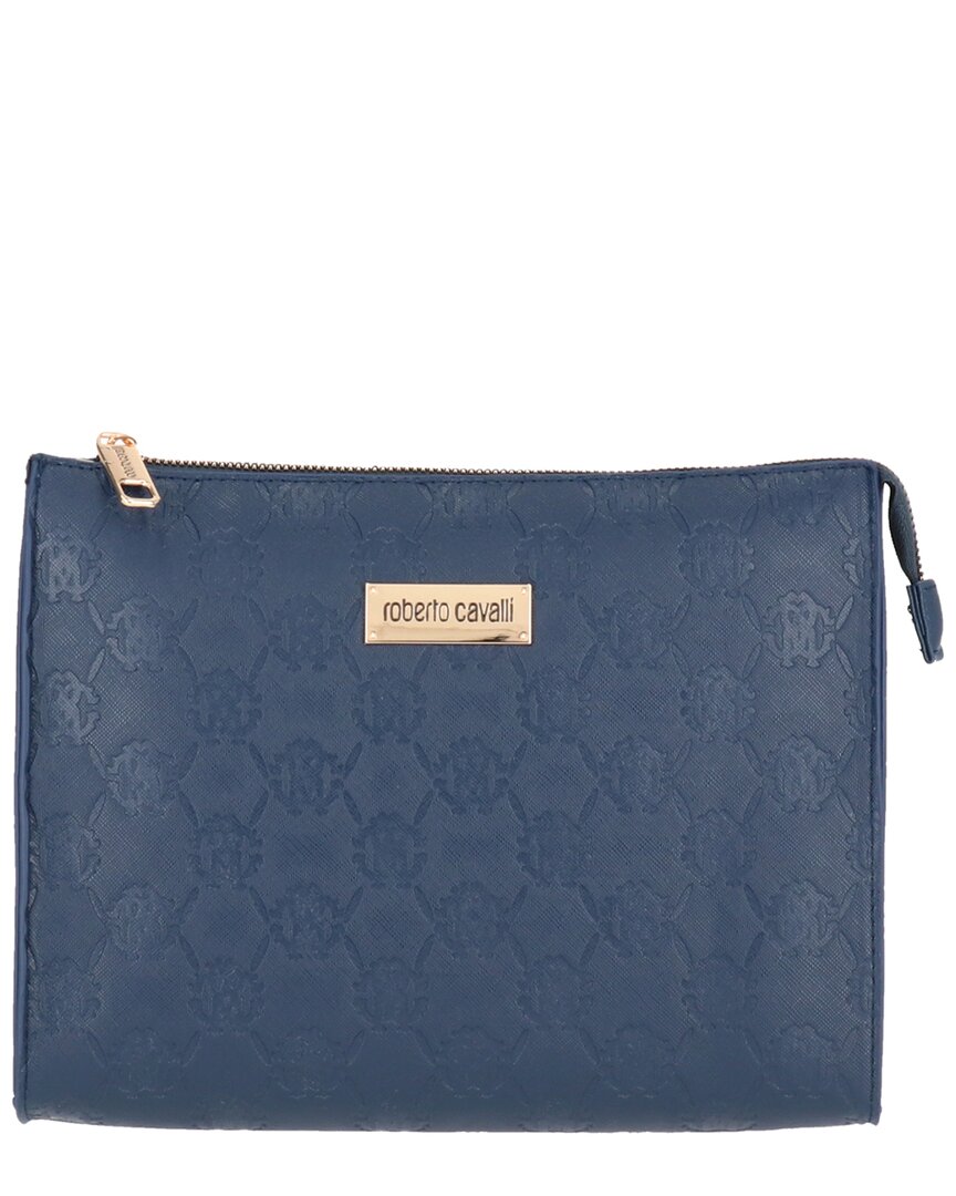 Shop Roberto Cavalli Top Zip Cosmetic Bag In Blue