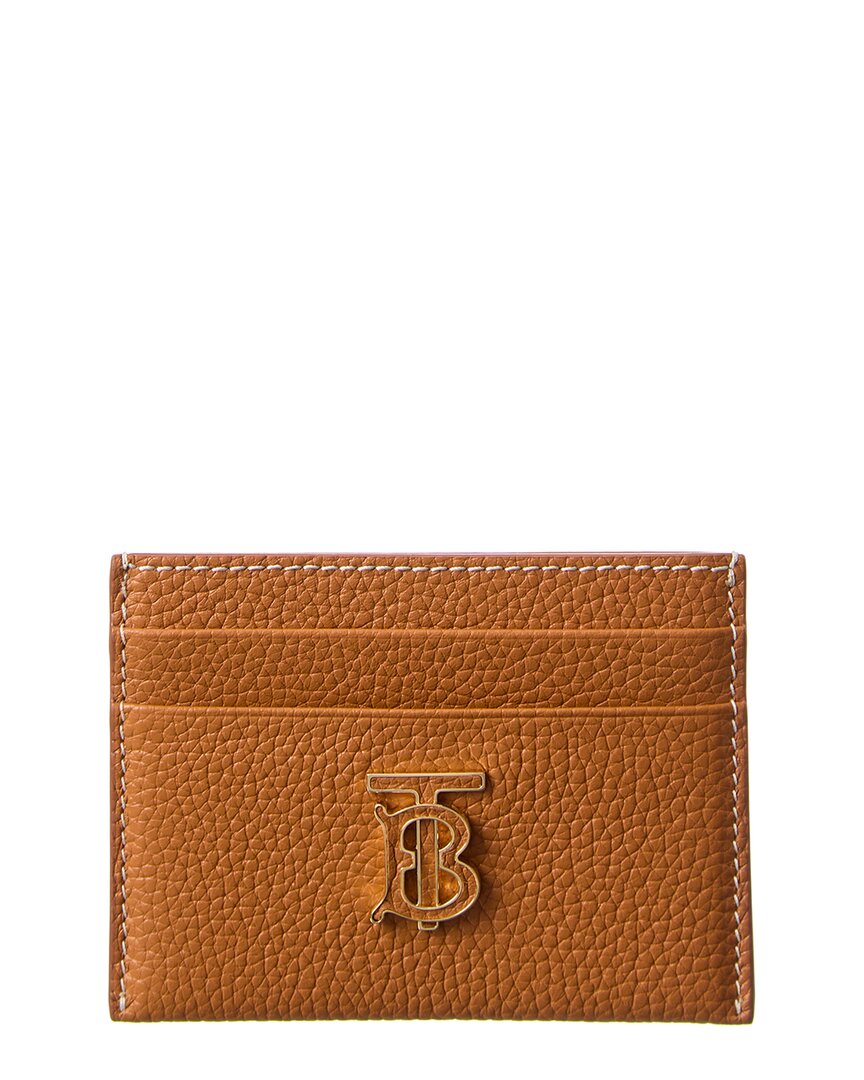 Burberry Leather Tb Monogram Card Holder In Brown