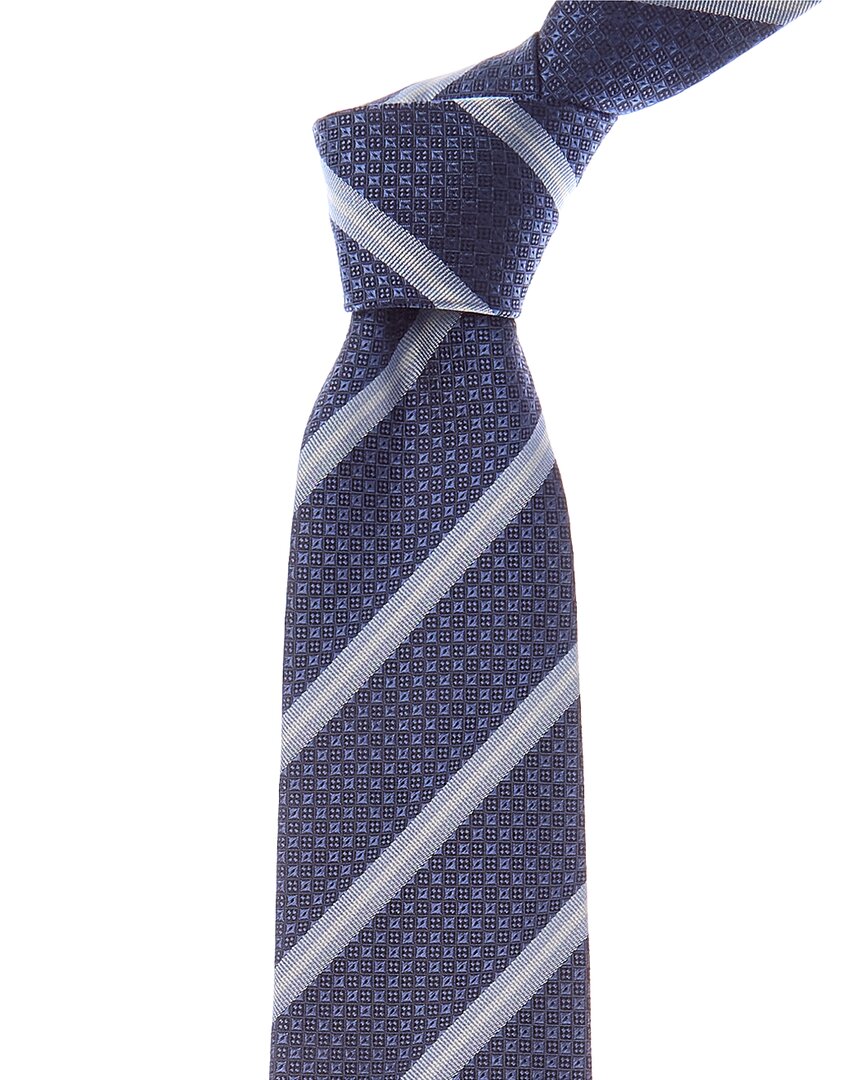 Etro Blue Stripe Silk Tie In Blue