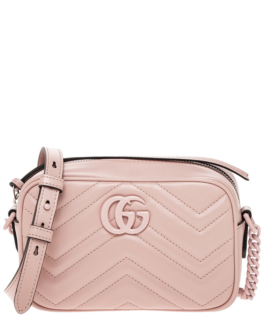 Gucci Gg Marmont Small Leather Shoulder Bag In Pink