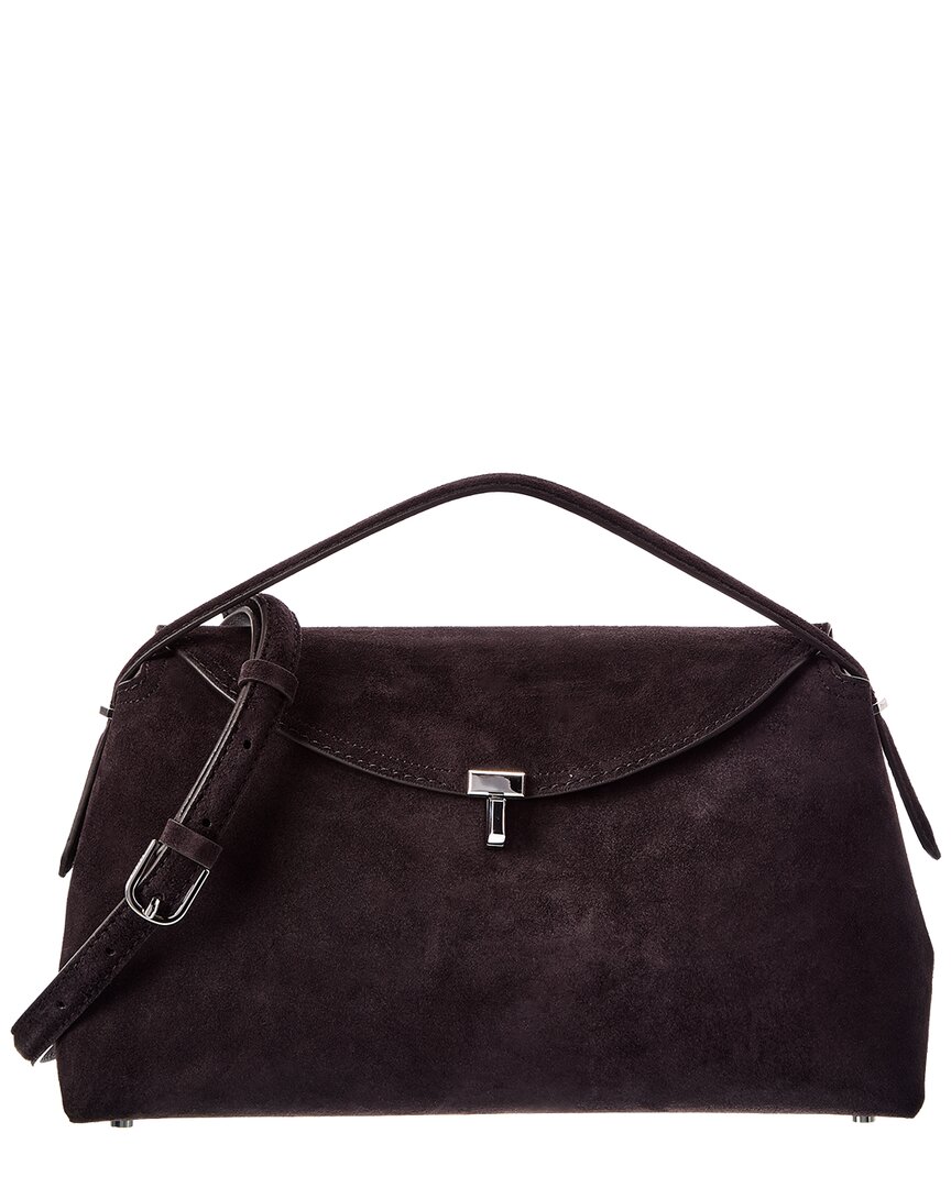 Totême Toteme T-lock Suede Top Handle Satchel In Brown