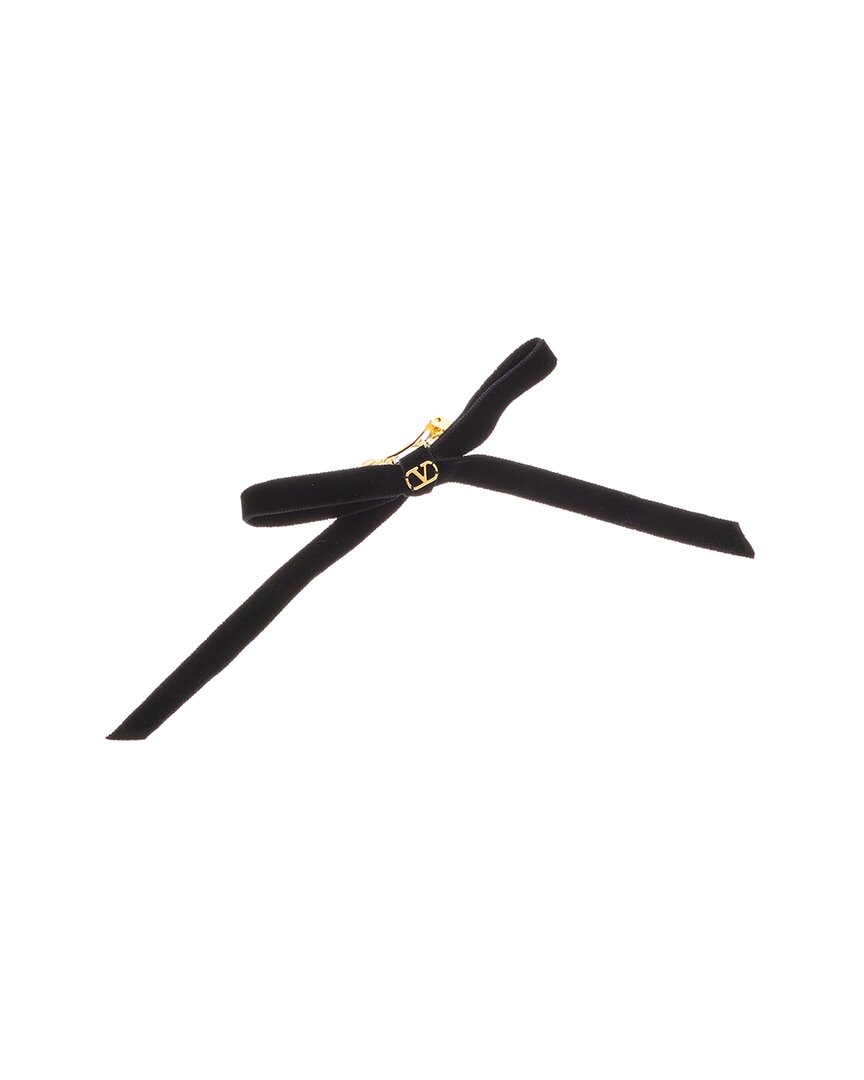 【VALENTINO】VLogo Signature satin bow ヘアクリップ Vlogo Signature Satin Bow Hairclip for Woman in Black/gold