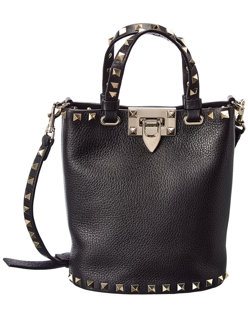 Valentino Garavani Rockstud Crossbody Pouch In Grainy Calfskin Woman Black Uni In Black