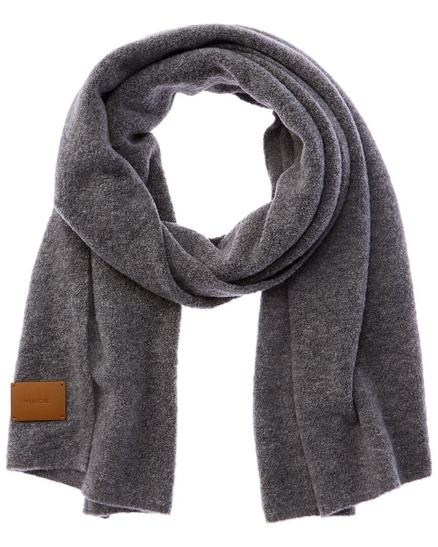 Vince Boucle Reverse Jersey Knit Oversized Wool-blend Scarf In Gray