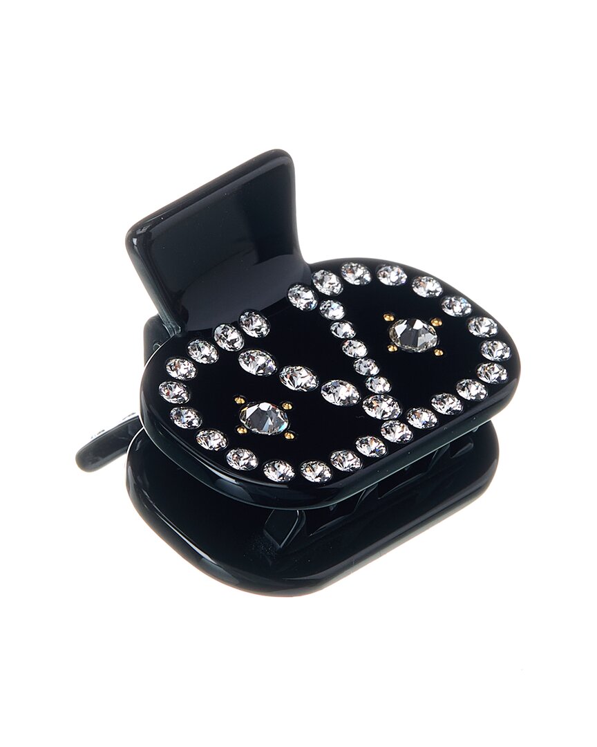 Valentino Vlogo Embellished Logo Hair Clip In Black
