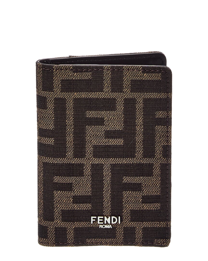 Fendi Canvas & Leather Wallet In Brown