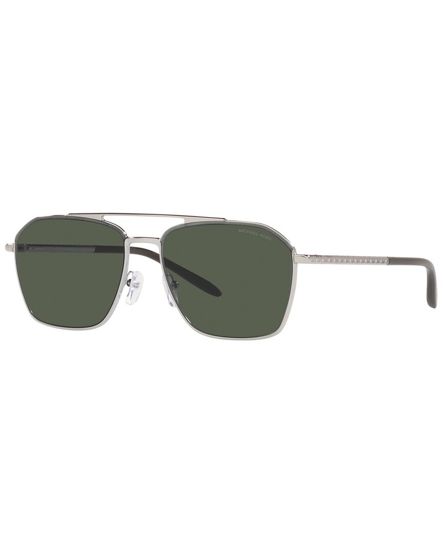 Shop Michael Kors Men's Mk1124 56mm Sunglasses In Silver
