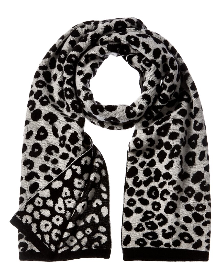 Shop Hannah Rose Leopard Double Faced Jacquard Cashmere Scarf In Black