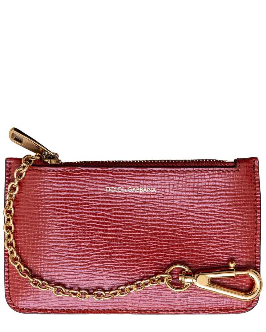 Dolce & Gabbana Dolce &gabbana Red Leather Wallet With Keychain (authentic Pre-loved) In Red