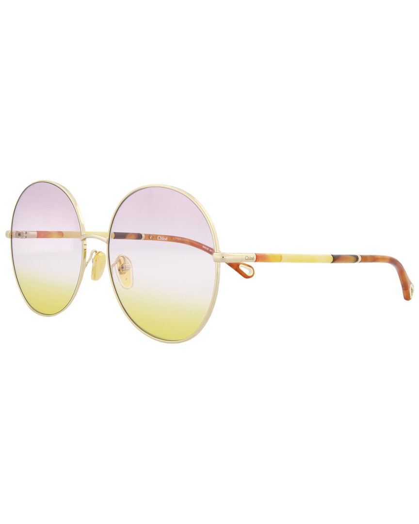 Chloé Gradient Round Metal & Acetate Sunglasses In Gold