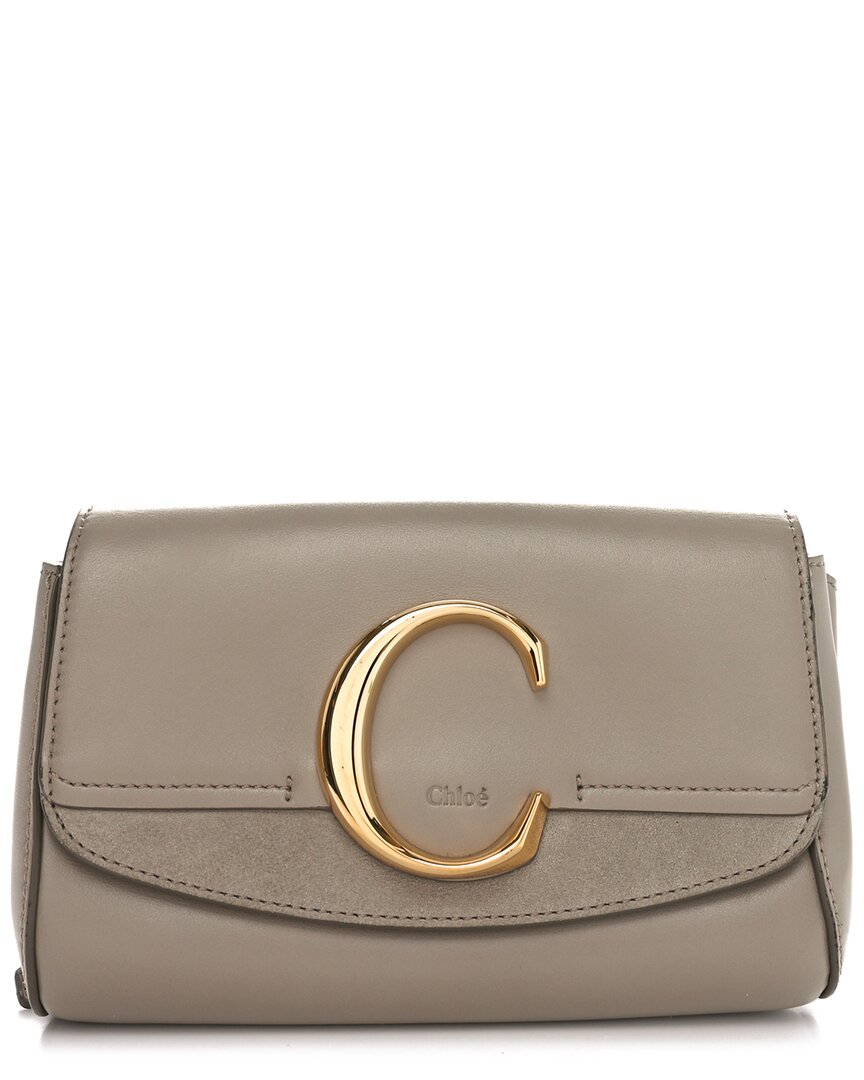 Burberry Grey Calfskin Leather C Belt Bag (authentic Pre-loved) In Neutral