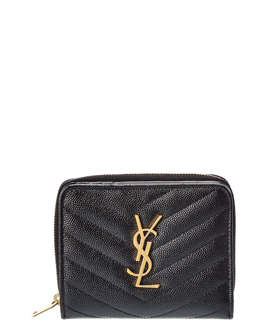 Saint Laurent Monogram Leather Card Case In Black