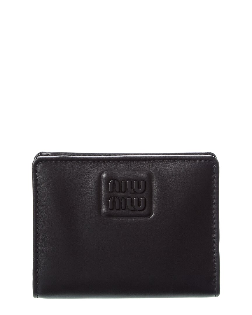Miu Miu Small Leather Card Case In Black