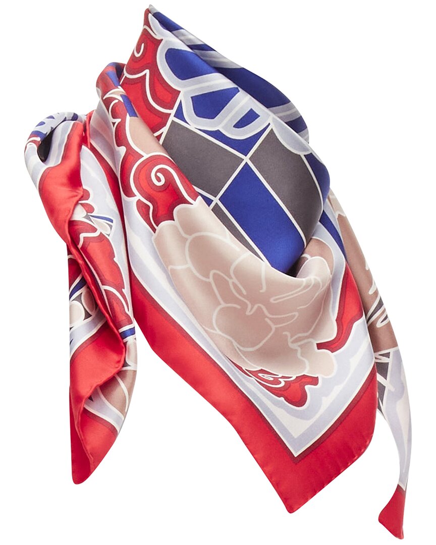 Pre-owned Chanel Silk Lion Statue Square Scarf (authentic Pre-loved)