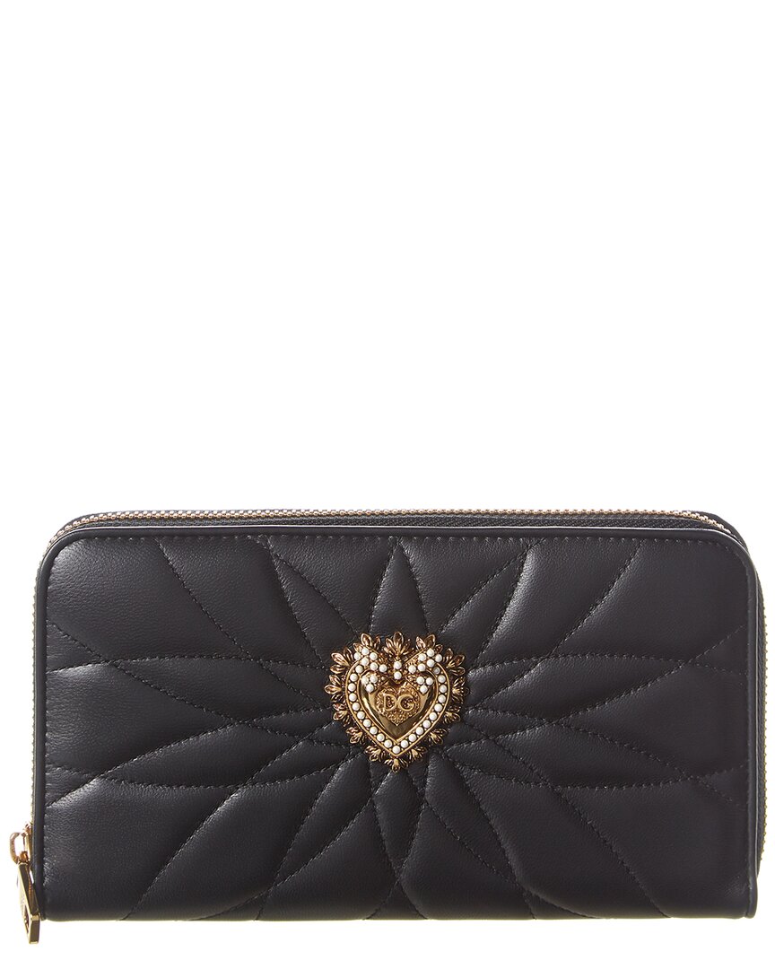 Dolce & Gabbana Devotion Quilted Leather Zip Around Wallet