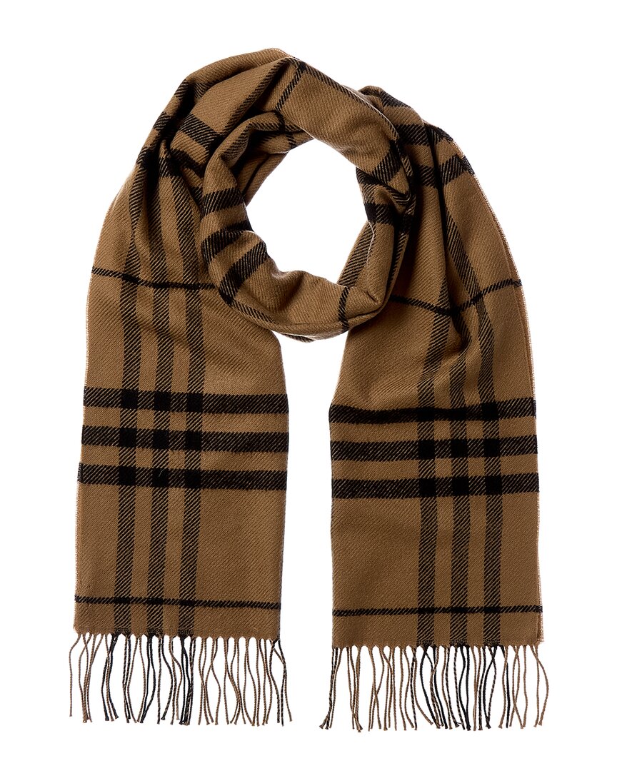 Burberry Check Cashmere Scarf In Brown
