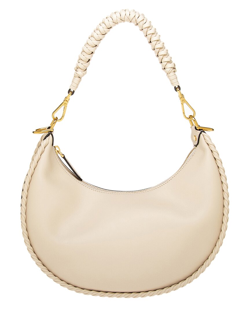 Shop Fendi Graphy Small Leather Hobo Bag In White