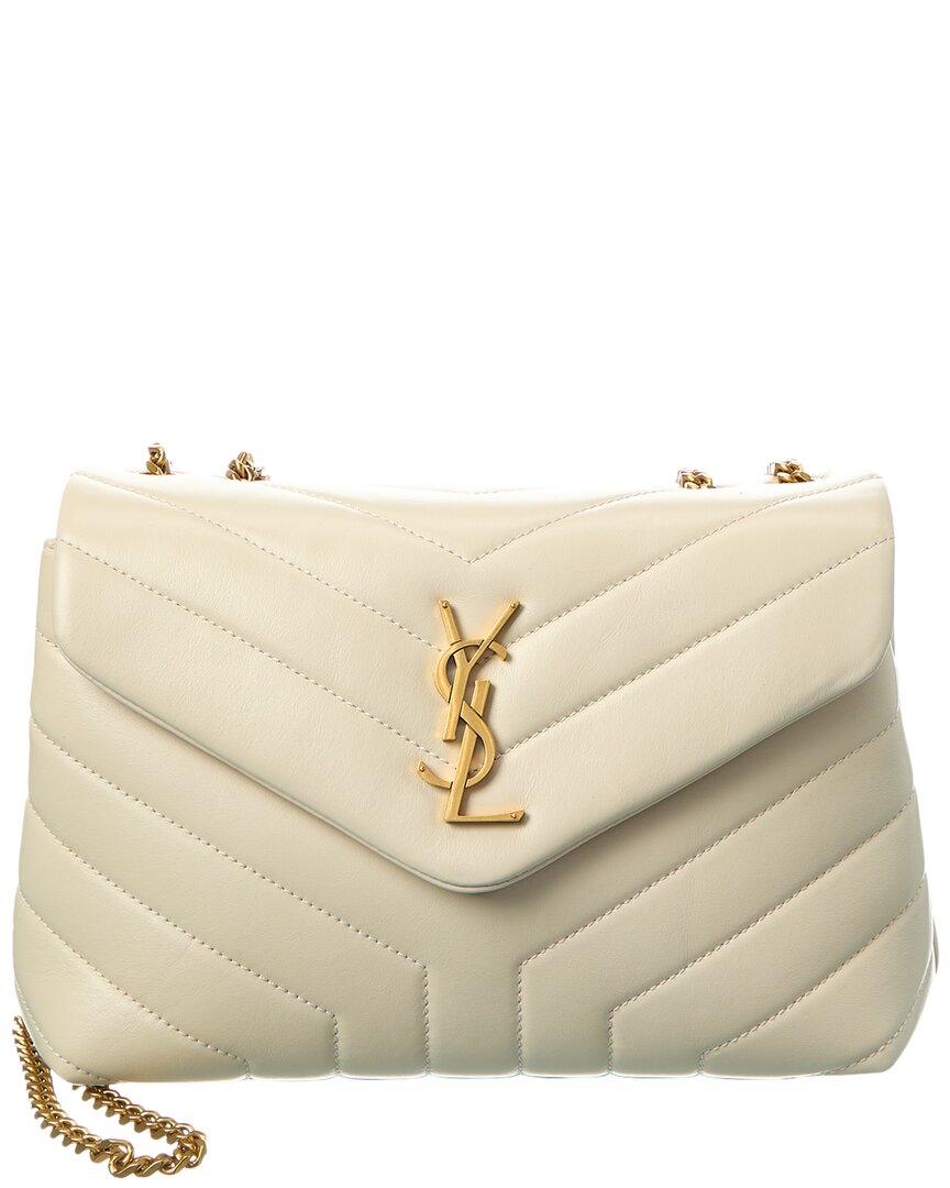 Saint Laurent Loulou Small Matelasse Y Leather Shoulder Bag In White