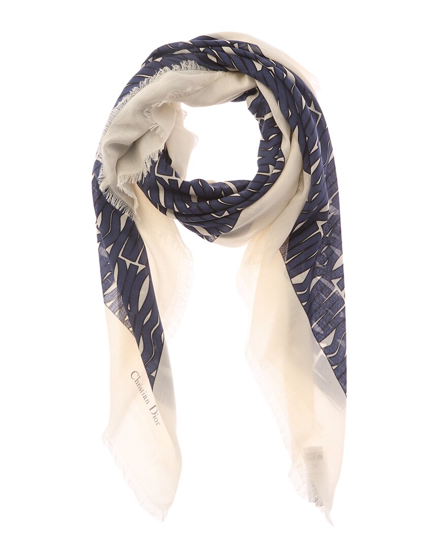 Dior Miss  Wool, Silk & Cashmere-blend Scarf In Blue