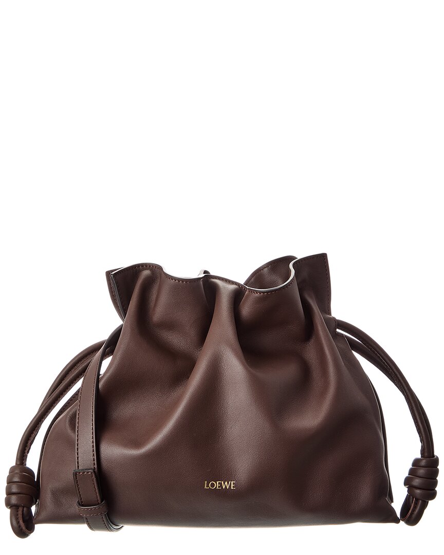 Loewe Flamenco Medium Leather Clutch In Brown