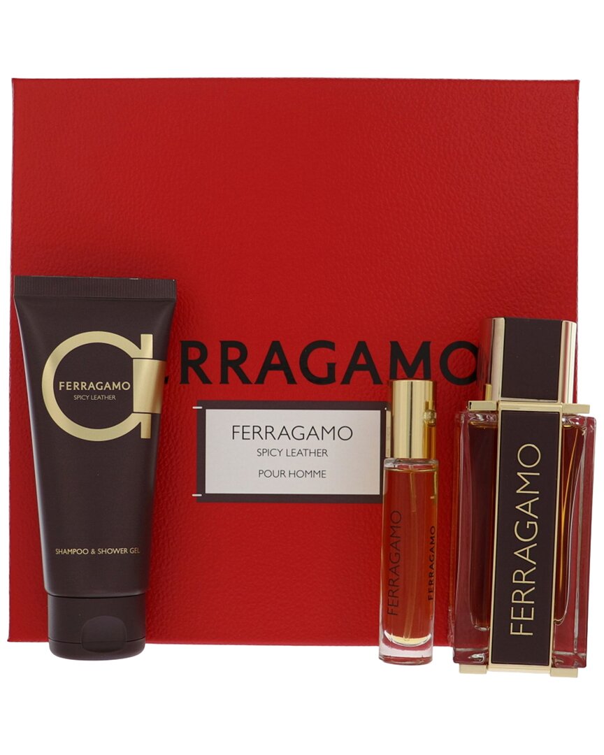Ferragamo Men's 3pc Spicy Leather Gift Set In Transparent