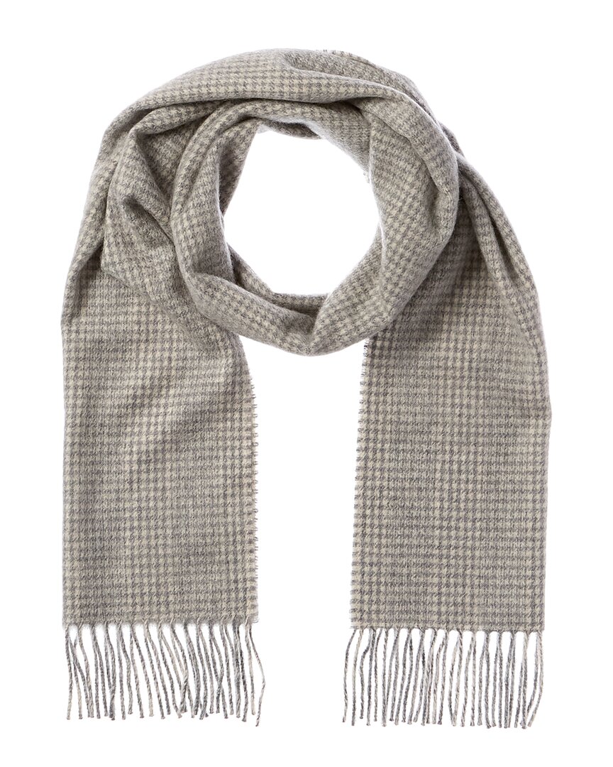 Amicale Cashmere Houndstooth Cashmere Scarf In Grey