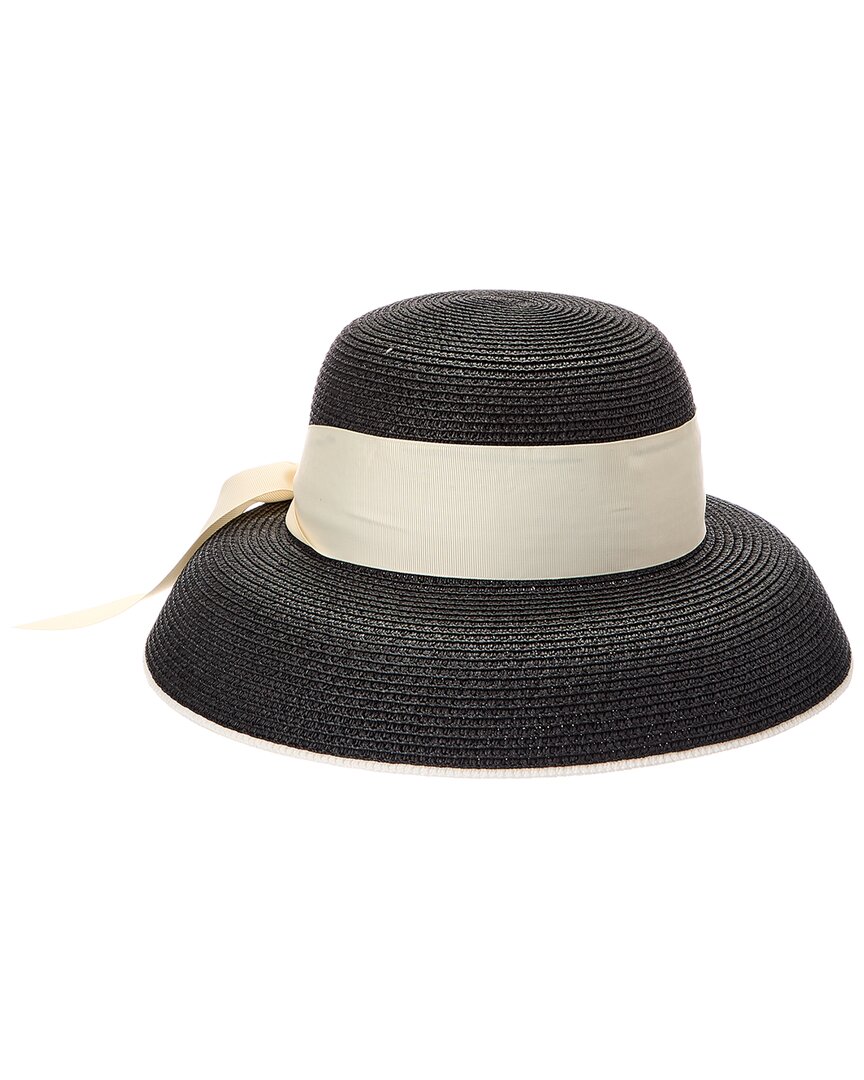 Surell Accessories Audrey Straw Sun Hat In Black