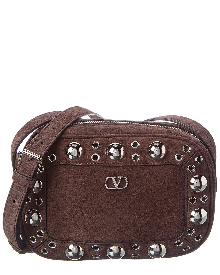 Valentino Garavani Valentino Nellcote Suede Crossbody In Brown